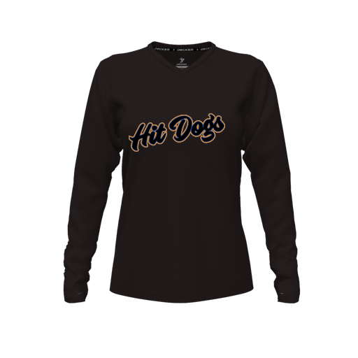 [FTLVCFBK-FYXS-LOGO2] Decker Comfort T-Shirt (Female Youth XS, Black, V Neck, Logo 2, Long Sleeve)