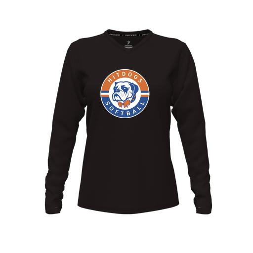 [CUS-DFW-TEES-PER-VNK-LSL-BLK-FYXS-LOGO1] Performance T-Shirt (Female Youth XS, Black, V Neck, Logo 1, Long Sleeve)