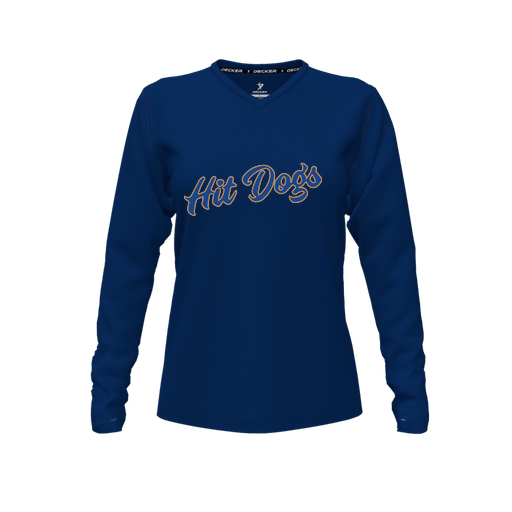 [FTLVPTNV-FYXS-LOGO3] Decker Performance T-Shirt (Female Youth XS, Navy, V Neck, Logo 3, Long Sleeve)