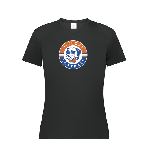 [2792.080.XS-LOGO1] Ladies Smooth Sport V-Neck T-Shirt (Female Adult XS, Black, Logo 1)