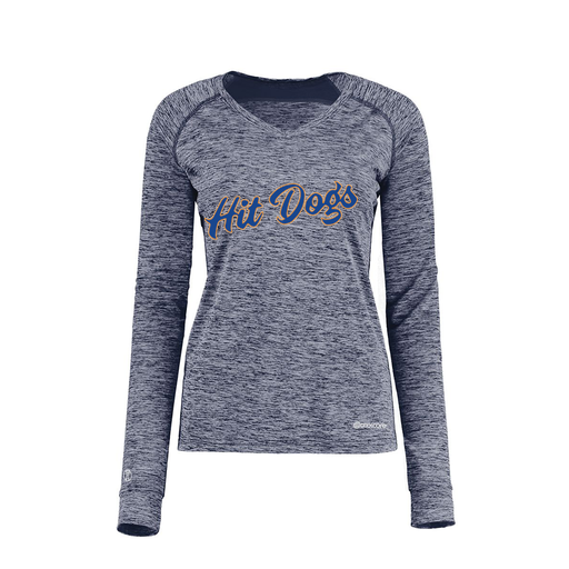 [222770.U22.XS-LOGO3] Ladies Electric Long Sleeve Shirt (Female Adult XS, Navy, Logo 3)