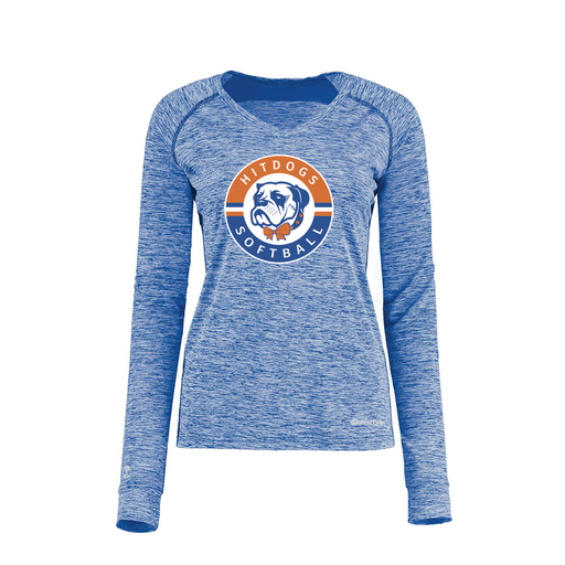 [222770.U55.XS-LOGO1] Ladies Electric Long Sleeve Shirt (Female Adult XS, Royal, Logo 1)