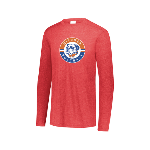 [3075.V96.XS-LOGO1] Decker Men's Tri-Blend T-Shirt - Long Sleeve (Adult XS, Red, Logo 1)