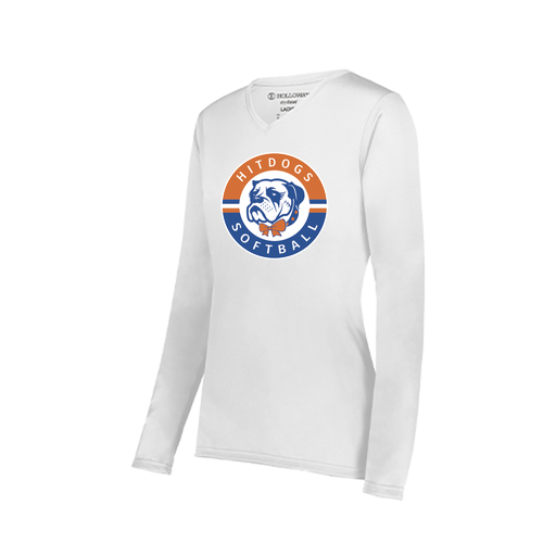 [222824.005.S-LOGO1] Ladies LS Smooth Sport Shirt (Female Adult S, White, Logo 1)