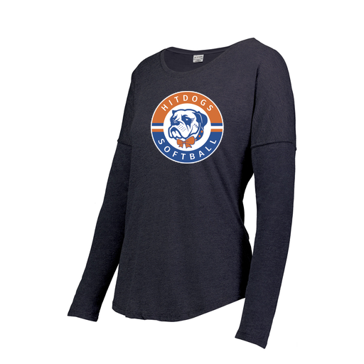 [3077.72N.XS-LOGO1] Ladies LS Ultra-blend T-Shirt (Female Adult XS, Navy, Logo 1)